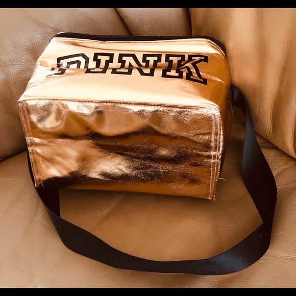 Victoria’s Secret PINK Metallic Cooler, Lunch Bag With Shoulder Strap, EUC - Picture 4 of 10